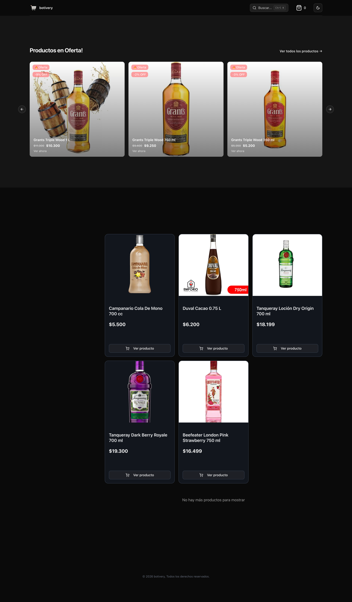 Vista de tienda online creada con MyOwnStores